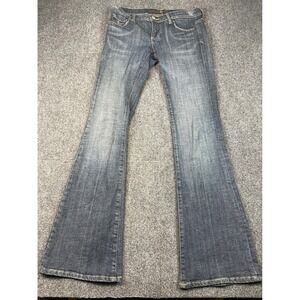 Miss Bison Womens Jeans Flared Bootcut Dark Wash Size 27 Wing Embroidered